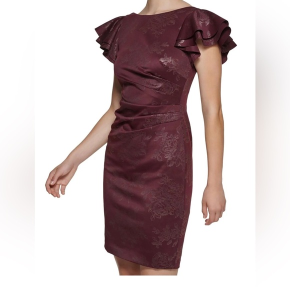 JESSICA HOWARD Women’s Printed Side-Tuck Sheath Dress Size 18 Wine Maroon NWT - Picture 3 of 8